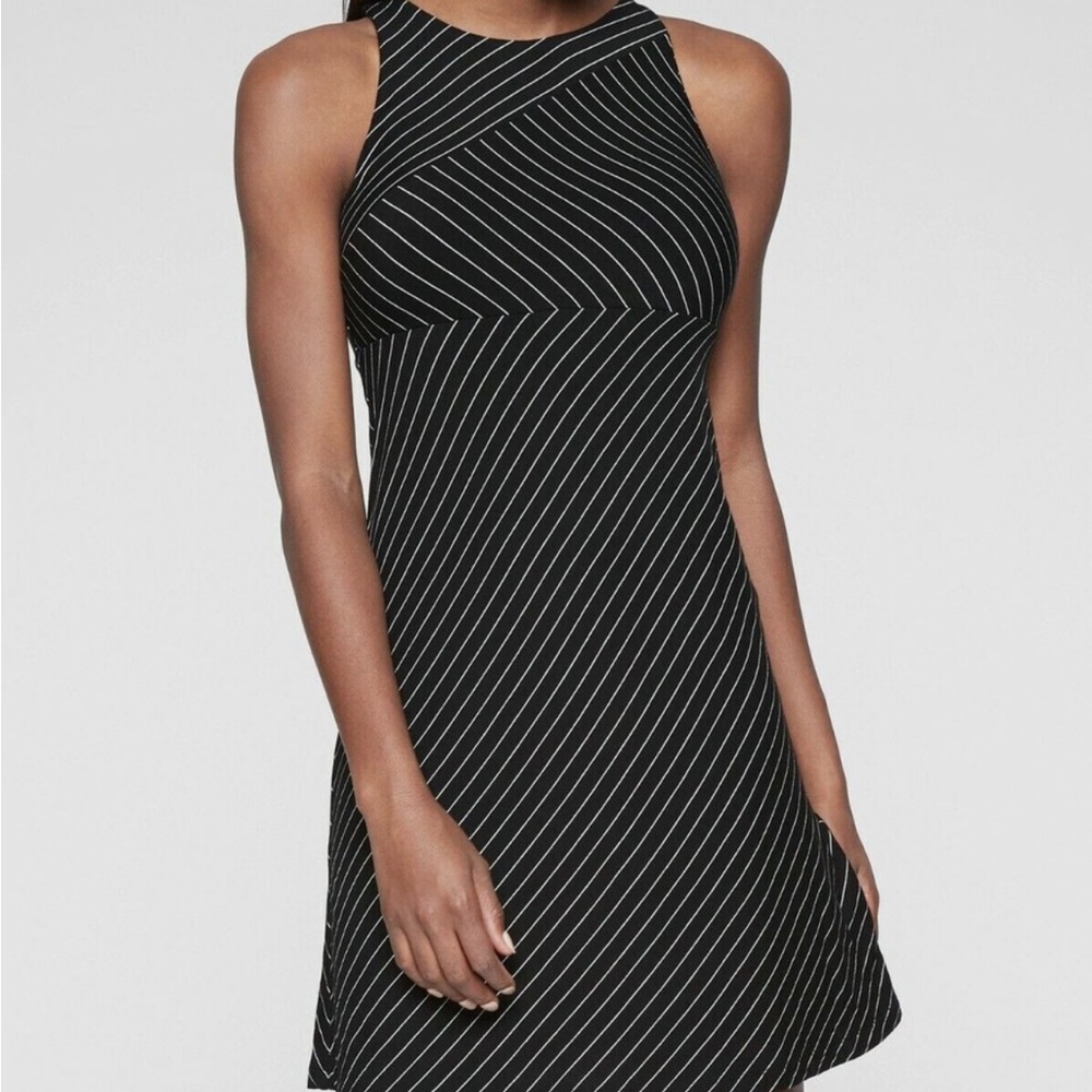 Athleta Black and White Striped Dress